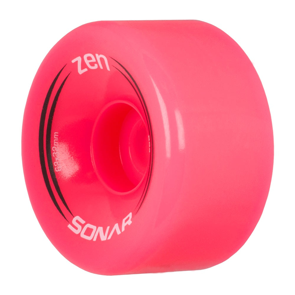 Sonar Zen Roller Skate Wheels 62mm 85a Pink (4 Pack)