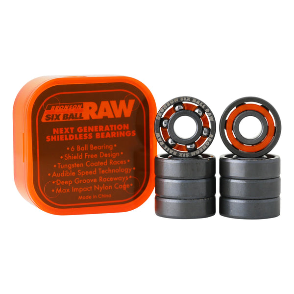 Bronson 6-Ball Raw Skateboard Bearings (8 Pack)- Skates USA