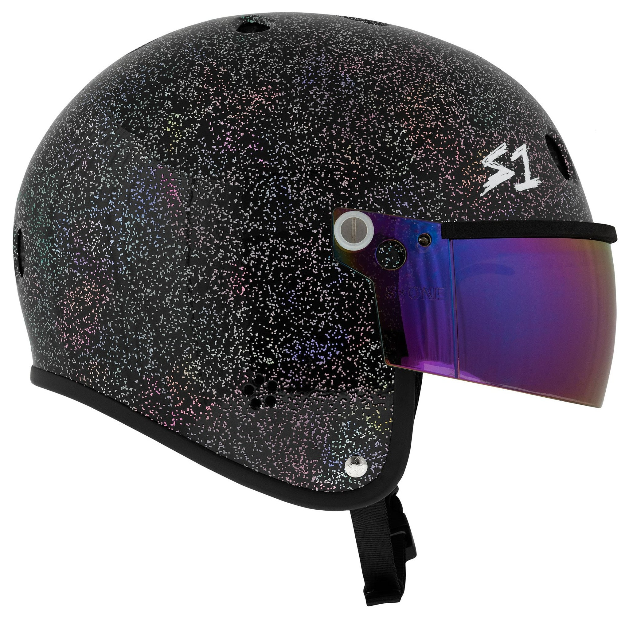 black glitter motorcycle helmet S1 Retro Lifer E-Helmet