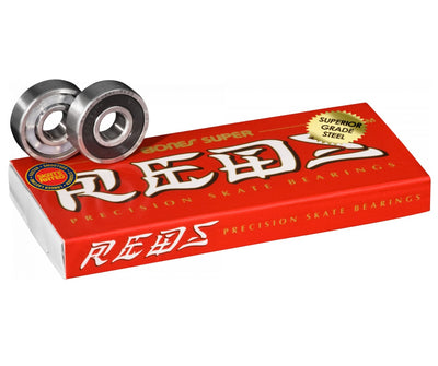 Bones Super Reds skate bearings set of 8, two bearings with red precision box