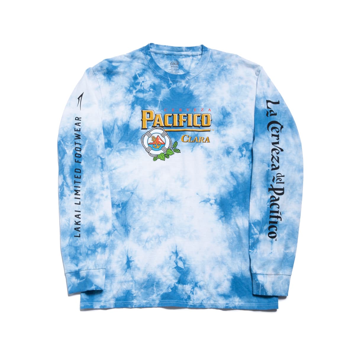 Lakai Cerveza Long Sleeve T-Shirt Navy Tie Dye- Skates USA