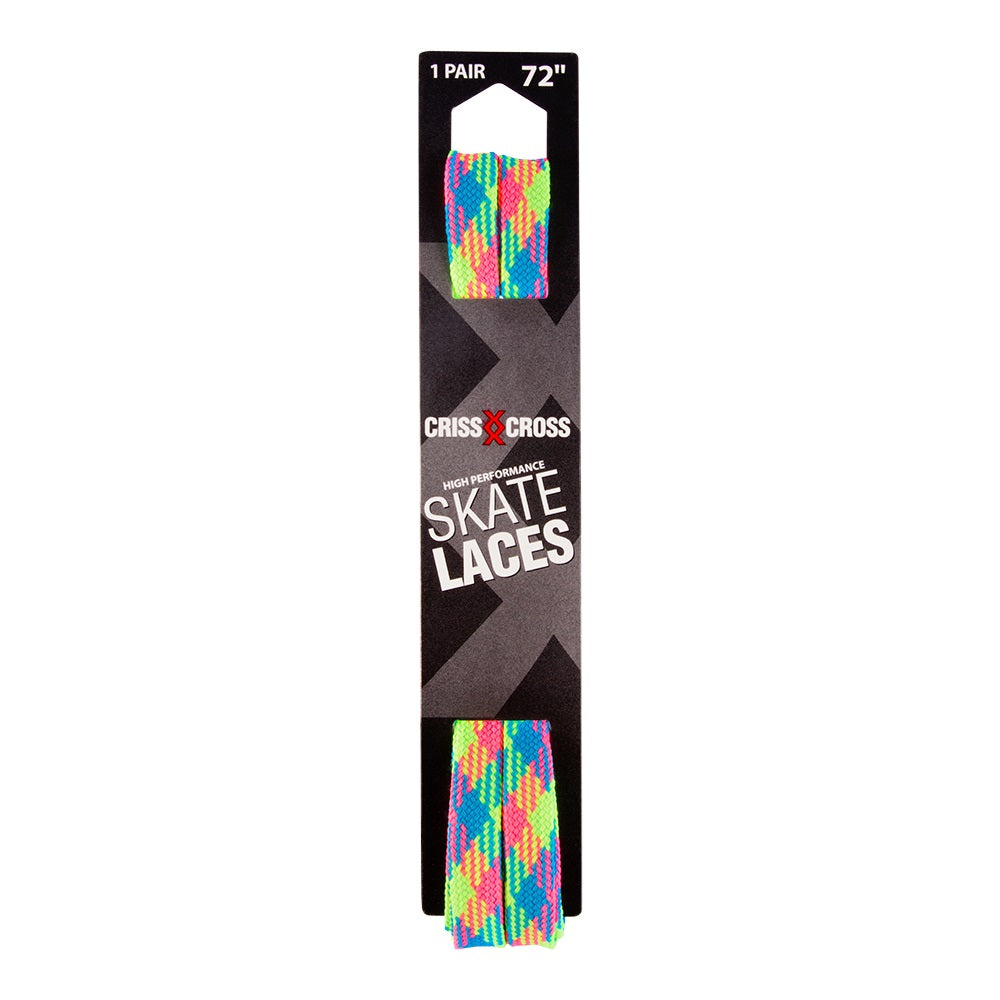 Riedell Criss Cross Skate Laces Medium 1/2 Width - Rainbow Plaid