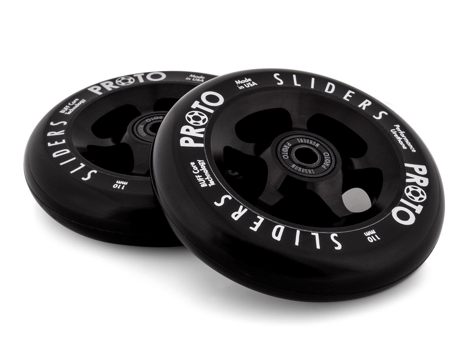 Sliders Rims Proto Classic Sliders Wheels 110mm - Black on Black (Pair)