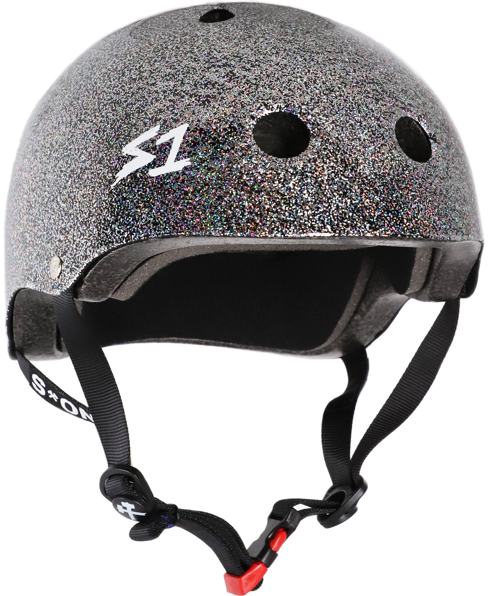 glitter motorcycle helmets S1 Mini Lifer Helmet - Double Black Gloss Kids Skateboard Helmet Size (Width x Height):BH1058648 Custom Order Ultimate Coarse Fishing Seatbox Disney wedding density soft foam and