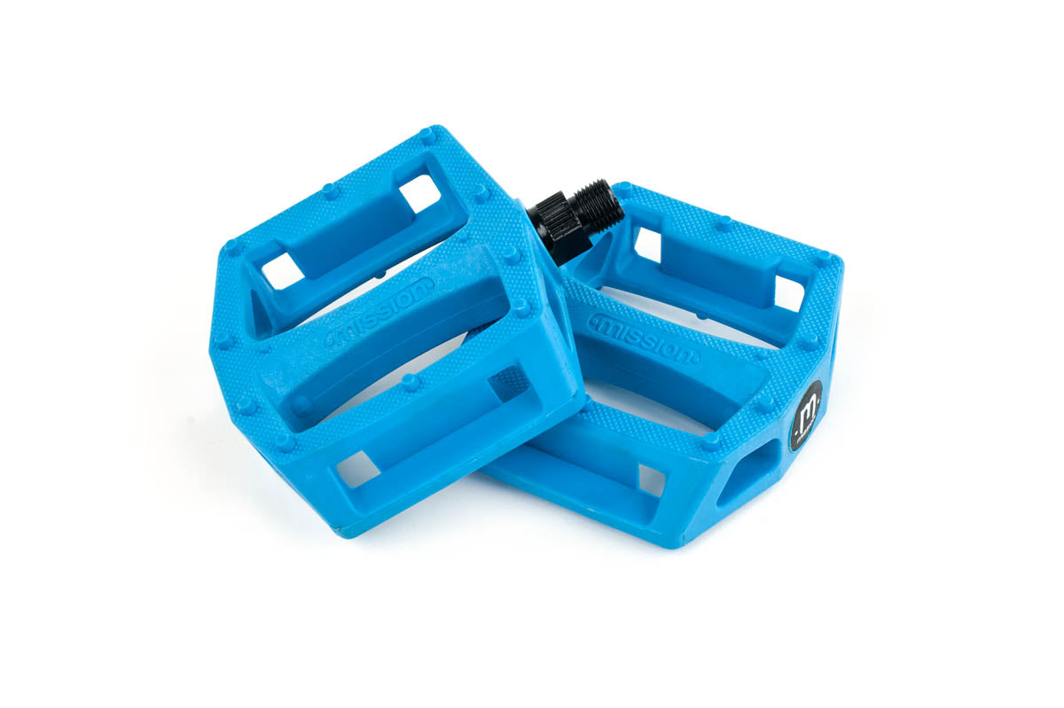 Mission Impulse PC 9/16 BMX Pedals - Wide Nylon/Fiberglass Platform With Heat-Treated Chromoly Spindle (Multicolor)